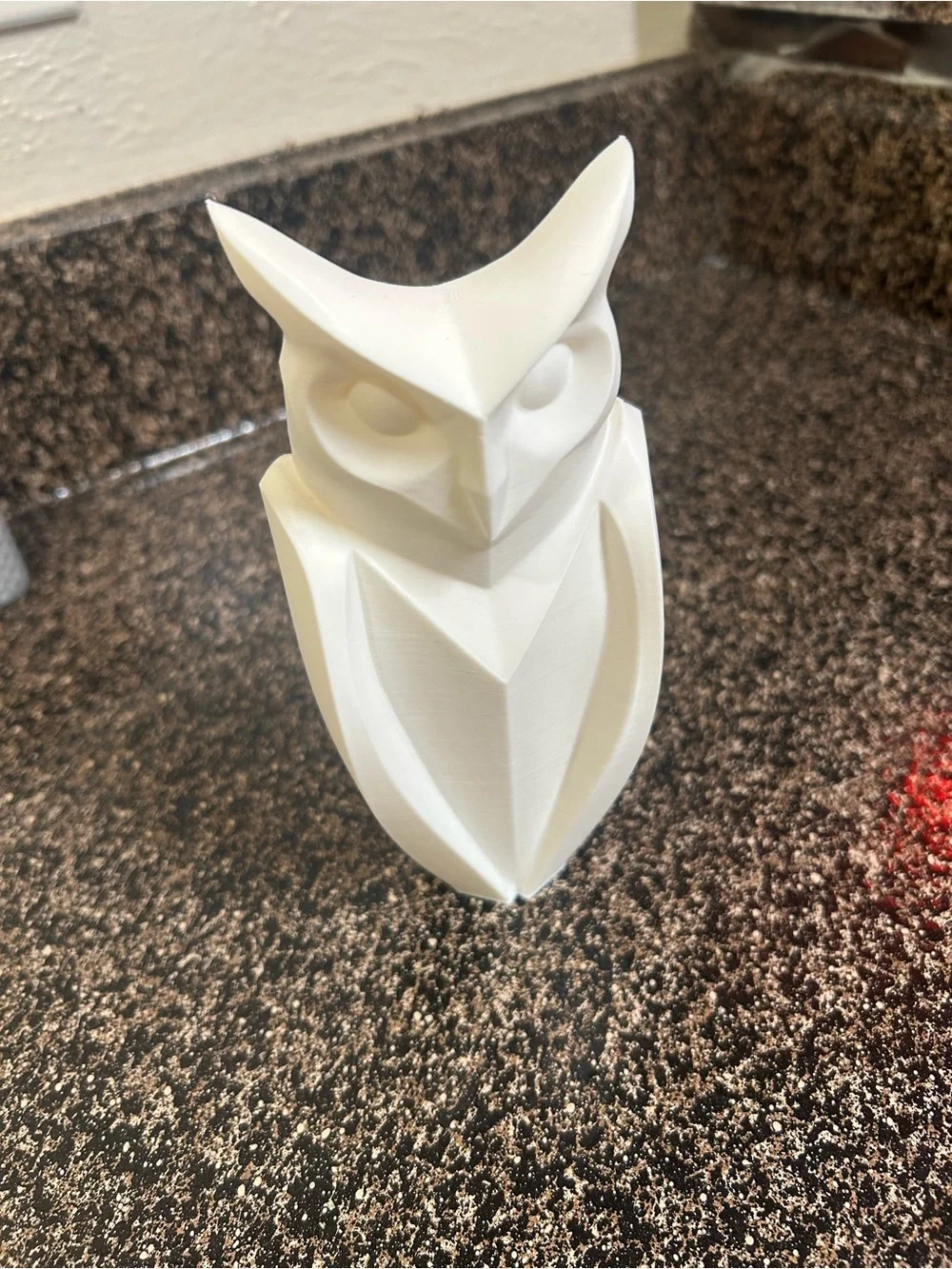 White Modern Geometric Owl Sculpture - Home Art Decor